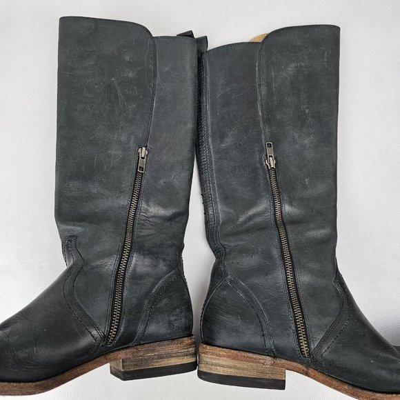 Lucchese Spirit Size 7 Women Annie Smokey Charcoal Leather Riding Tall Boot READ - Picture 4 of 16